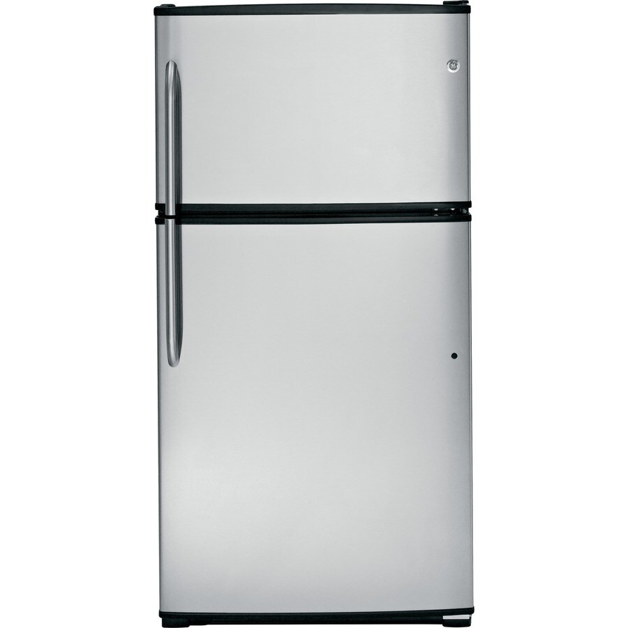 GE 21-cu ft Top-Freezer Refrigerator (Stainless Steel) at Lowes.com Lowes Ge Stainless Steel Refrigerator