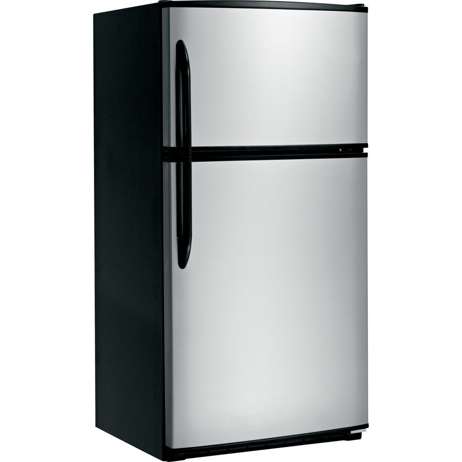 GE Garage-ready 21.9-cu ft Top-Freezer Refrigerator (Stainless Steel)