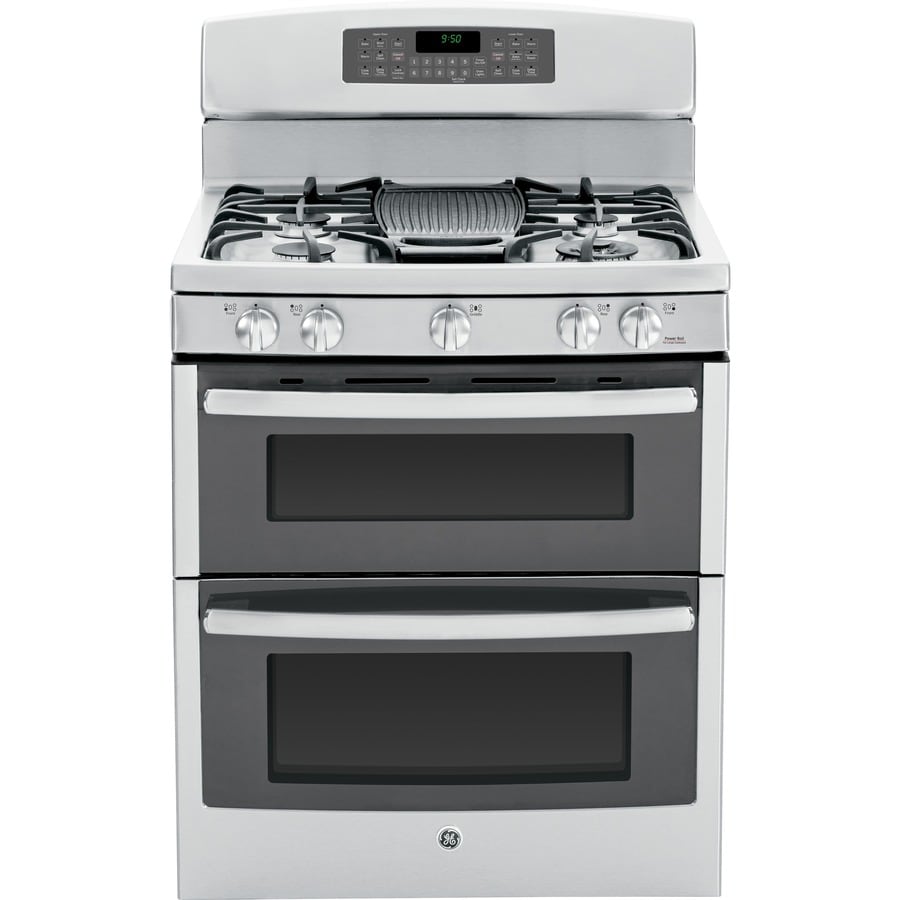 GE Profile 30-in 4.3-cu ft 2.5-cu ft Self-cleaning Double Oven Gas Range  (Stainless Steel) at