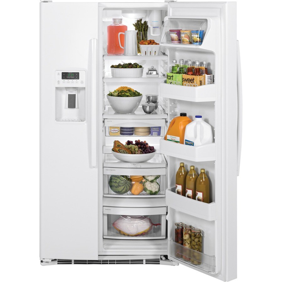 GE 21.9-cu ft Counter-Depth Side-by-Side Refrigerator with Ice