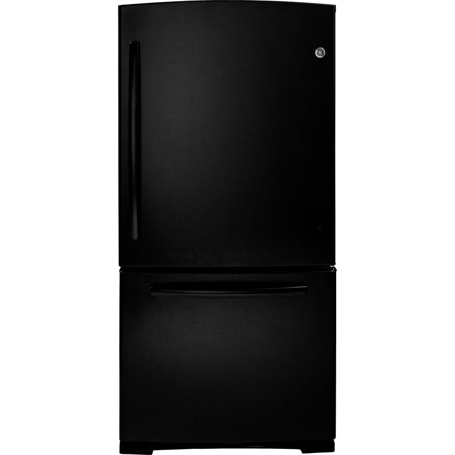 GE 23.1-cu ft Bottom-Freezer Refrigerator with Ice Maker (Black