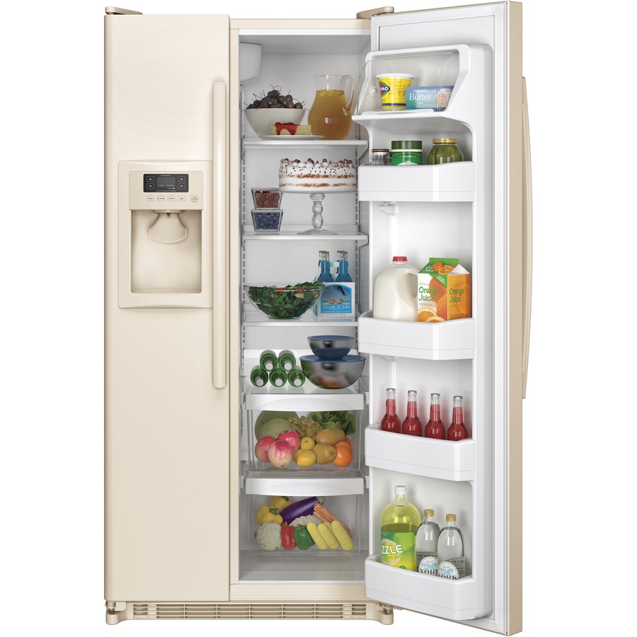GE 20-cu ft Side-by-Side Refrigerator with Ice Maker (Bisque) at Lowes.com