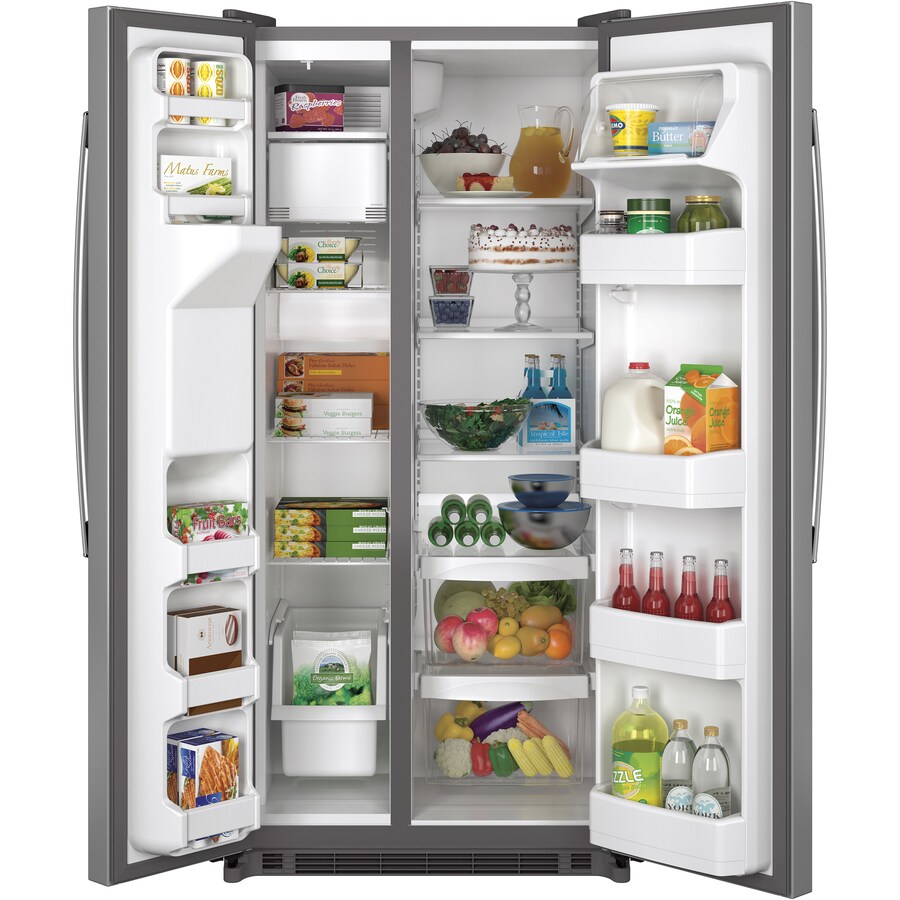 GE 20-cu ft Side-by-Side Refrigerator with Ice Maker (Stainless Steel ...