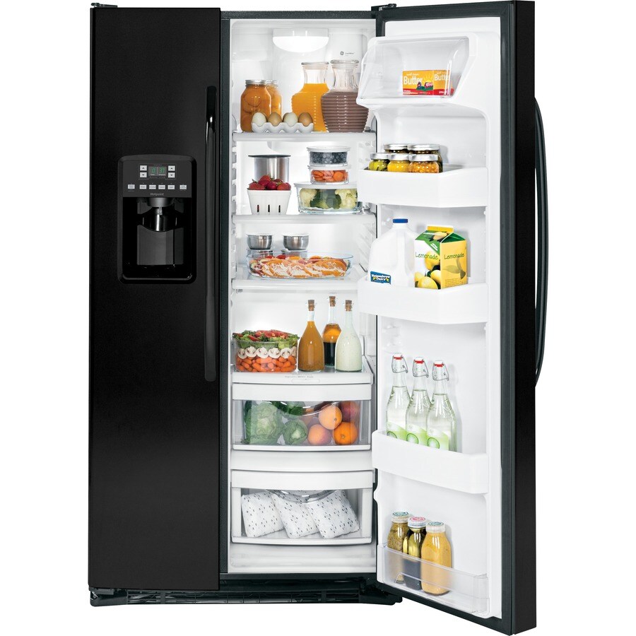 Hotpoint 25.4-cu ft Side-by-Side Refrigerator with Ice Maker (Black) in ...
