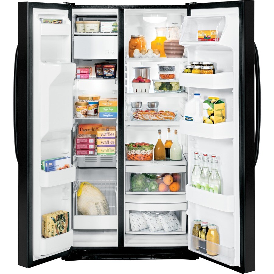 Hotpoint 25.4-cu ft Side-by-Side Refrigerator with Ice Maker (Black) at ...