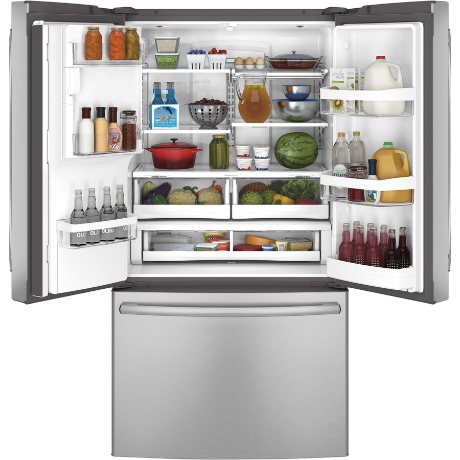 GE 22.1-cu ft French Door Refrigerator with Ice Maker (Stainless Steel ...