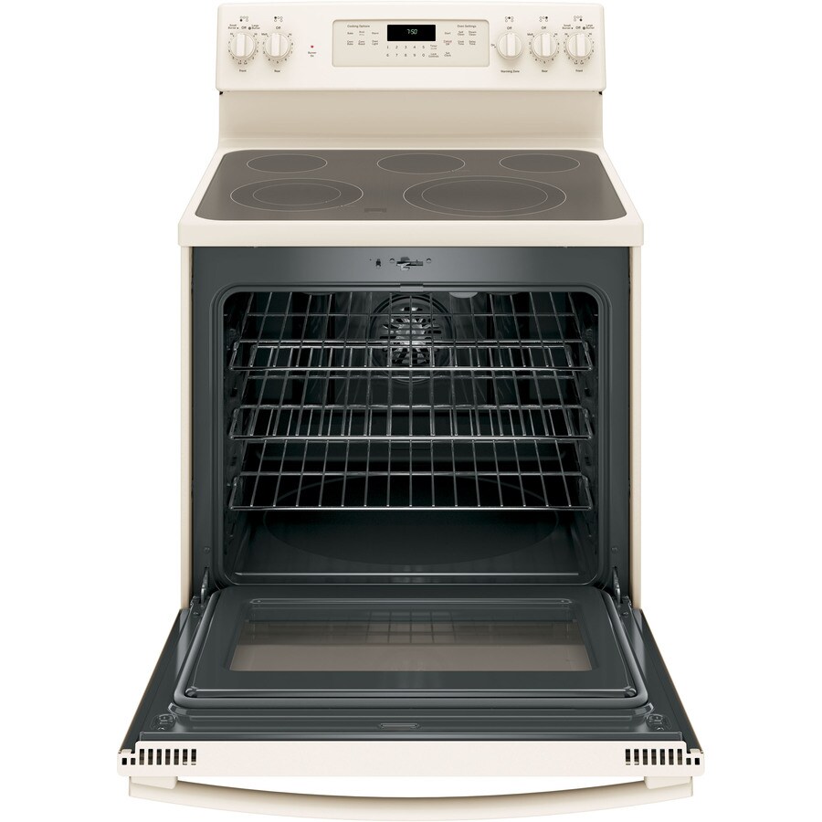 GE 30-in Smooth Surface Glass Top 4 Elements 5.3-cu ft Self