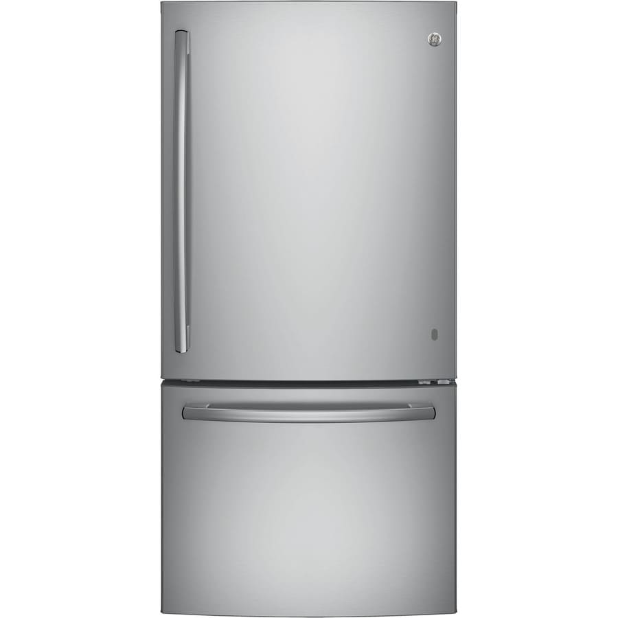 GE 24.9-cu ft Bottom-Freezer Refrigerator with Ice Maker (Stainless ...