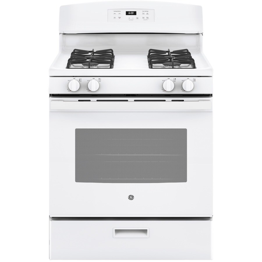 GE 4 Burners 4.8-cu ft Freestanding Gas Range (White) (Common: 30-in; Actual: 30-in)