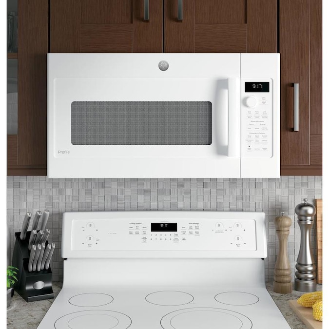 GE Profile 1.7cu ft OvertheRange Convection Microwave with Sensor Cooking (White) in the Over