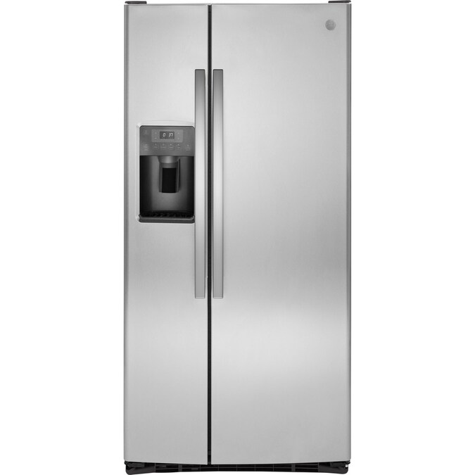 GE 23.2-cu ft Side-by-Side Refrigerator with Ice Maker (Stainless Steel 23.2 Cu. Ft. Side By Side Refrigerator In Stainless Steel