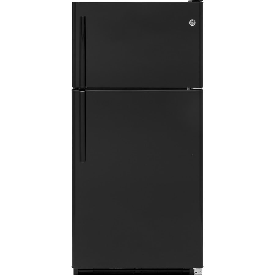 GE 20.8-cu ft Top-Freezer Refrigerator (Black) in the Top-Freezer ...