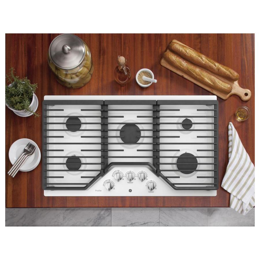GE Profile 36in 5Burner White Gas Cooktop 36in; Actual 36