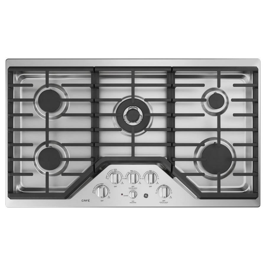 GE Cafe 5-Burner Gas Cooktop (Stainless steel) (Common: 36 -in; Actual ...