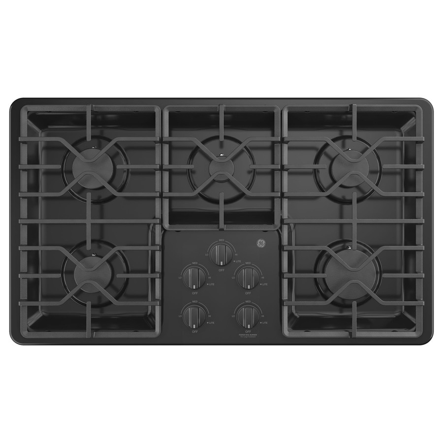 Ge 36 In 5 Burner Black Gas Cooktop Common 36 In Actual 36 In