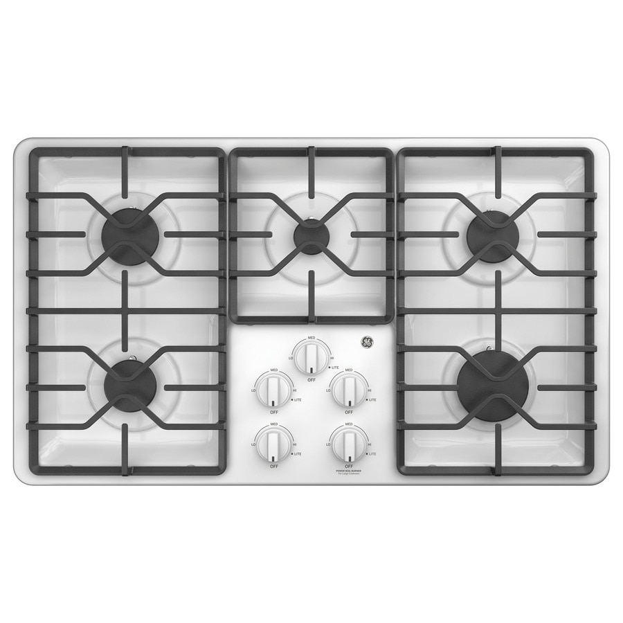 Ge 36 In 5 Burner White Gas Cooktop Common 36 In Actual 36 In