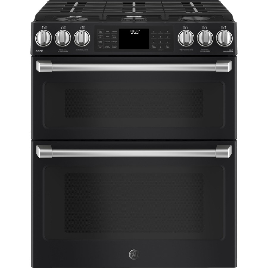 GE Cafe 30-in 6-Burner 4.3-cu ft / 2.4-cu ft Self-Cleaning Double Oven ...