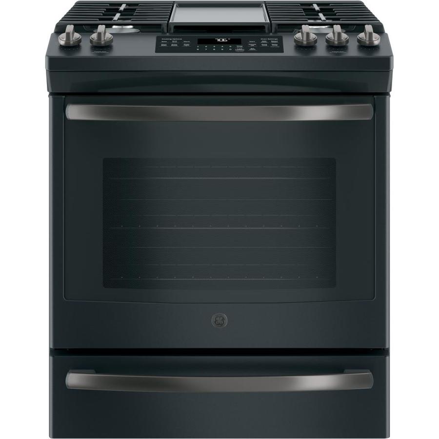 GE 5Burner 5.6cu ft SelfCleaning Convection Slidein Gas Range (FingerprintResistant Black