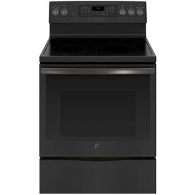 GE Smooth Surface 5-Element 5.3-cu ft Self-Cleaning True Convection Freestanding Electric Range (Fingerprint-Resistant Black Slate) (Common: 30-in; Actual: 29.875-in)