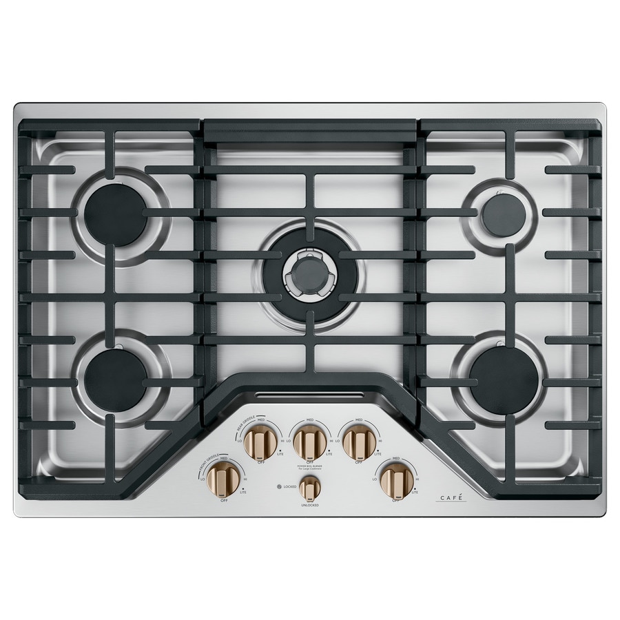 Cafe 30 In 5 Burner Stainless Steel Gas Cooktop Common 30 In