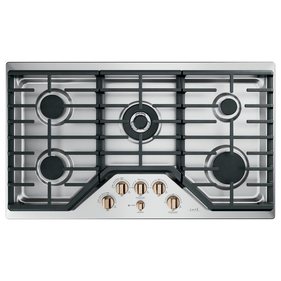 Cafe 36 In 5 Burner Stainless Steel Gas Cooktop Common 36 In