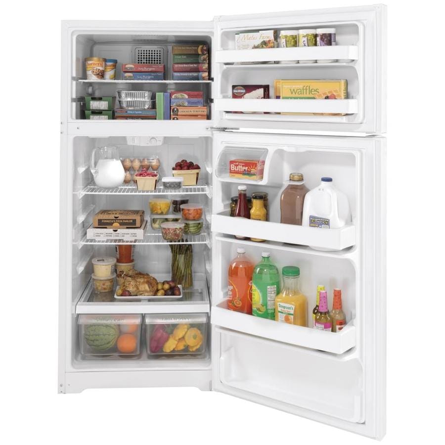 GE 16.6-cu ft Top-Freezer Refrigerator (White) in the Top-Freezer ...
