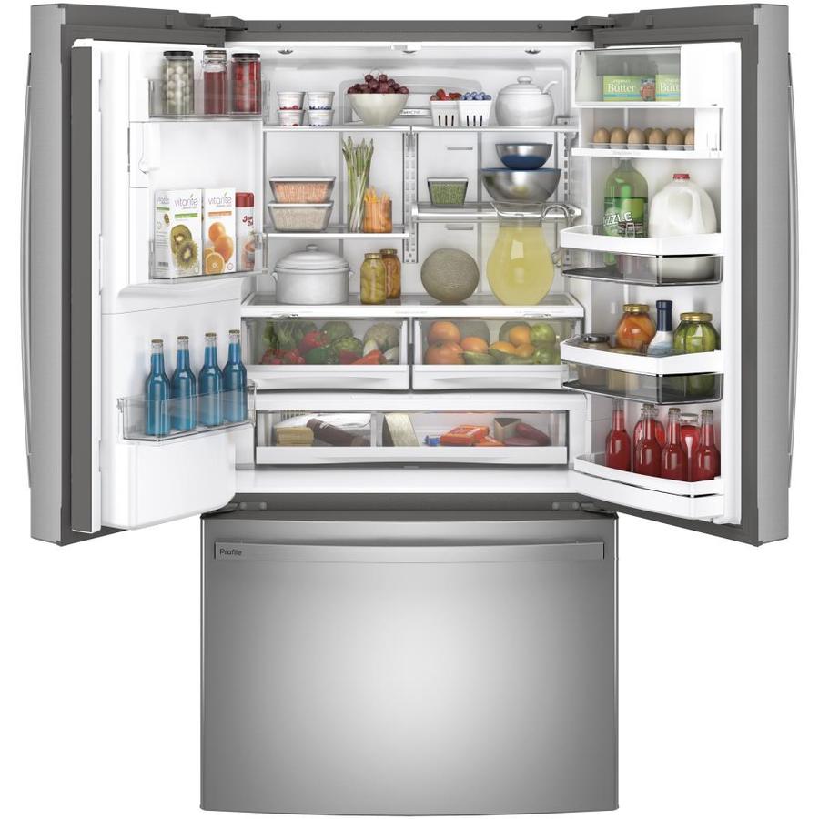 GE Profile 22.2-cu ft Counter-Depth French Door Refrigerator with Ice ...