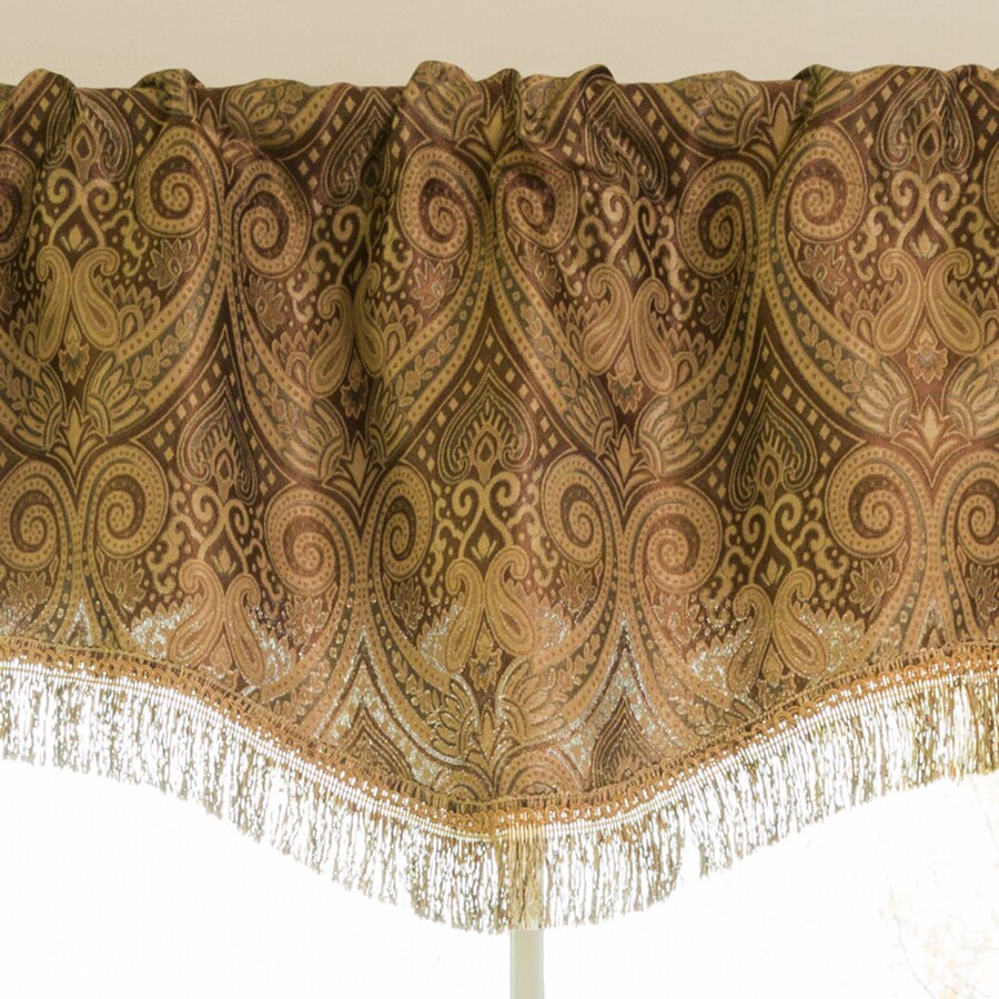 Style Selections Raja 16-in Mocha Polyester Rod Pocket Valance in the ...