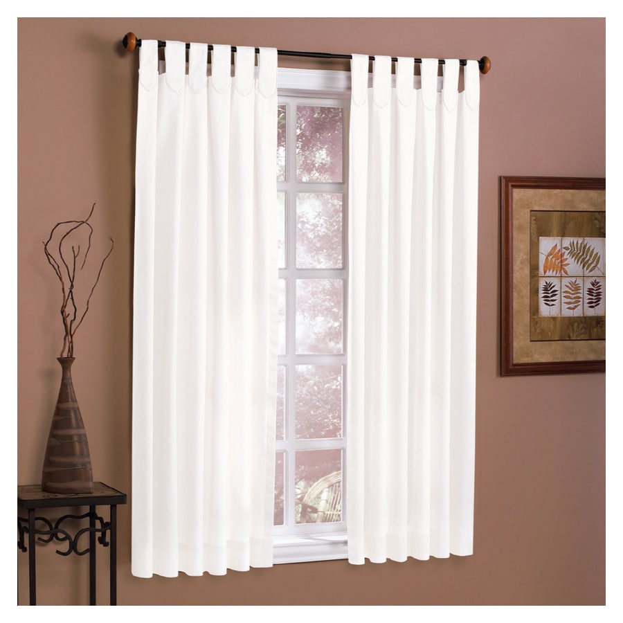 Style Selections Twill Solid 63-in L Solid White Tab Top Curtain Panel ...