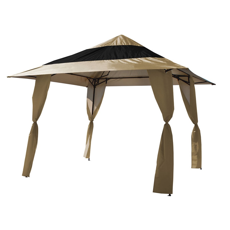 EZ-Up 12-ft W x 12-ft L Square Khaki Steel Pop-Up Canopy ...