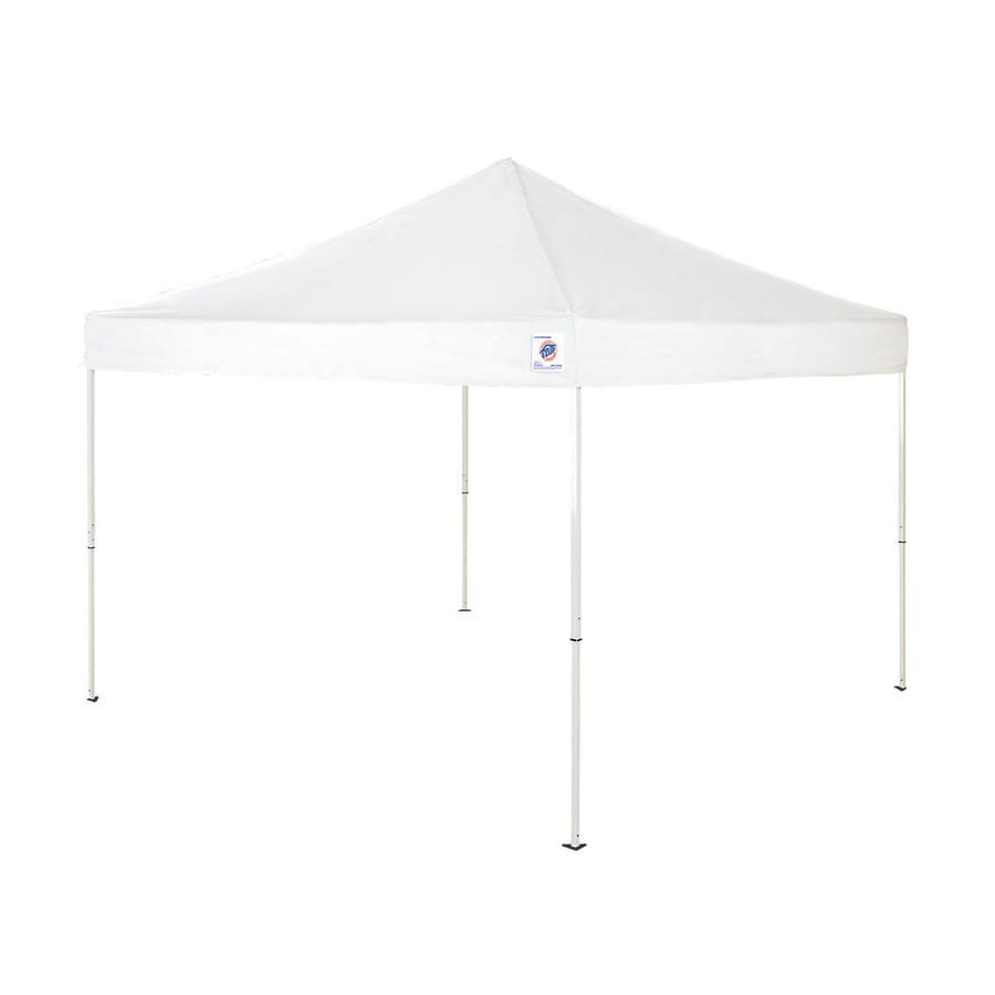 EZUp 10ft W x 10ft L Square White Steel PopUp Canopy in the