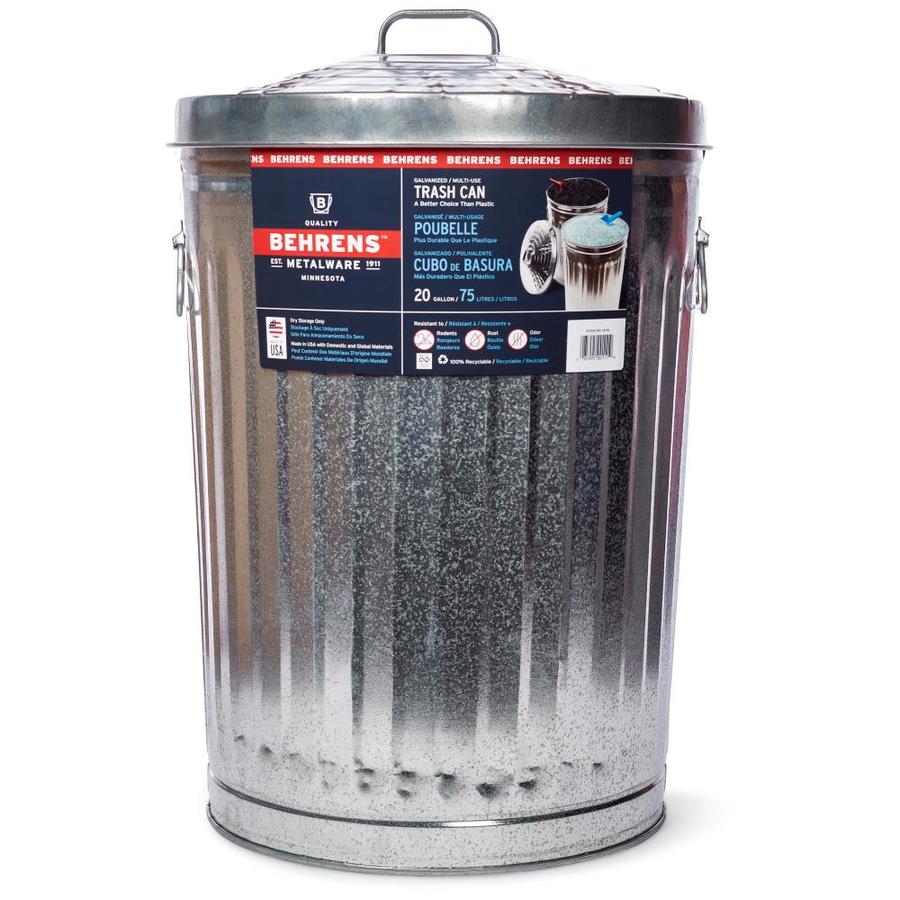 Behrens 20-Gallon Silver/Galvanized Metal Trash Can with Lid in the