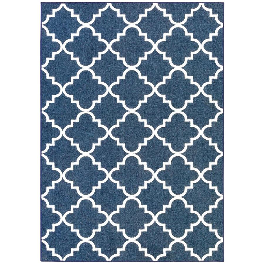 Mohawk Home 11836-405-60X84 Fancy Trellis Navy Blue Rectangular Indoor Machine-Made Area Rug (Common: 5 x 7; Actual: 5-ft W x 7-ft L)