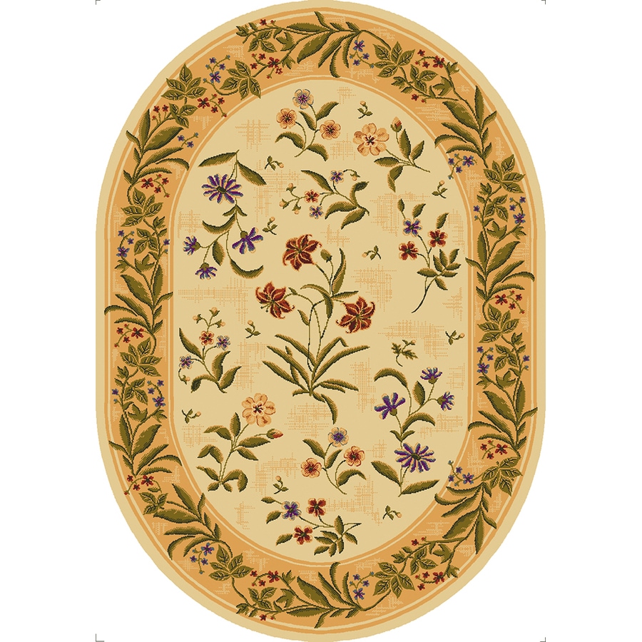 Mohawk Home Summer Flowers Beige Oval Indoor Area Rug Mohawk Home Summer Flowers Beige Oval Indoor Area Rug Common 5 X 7
