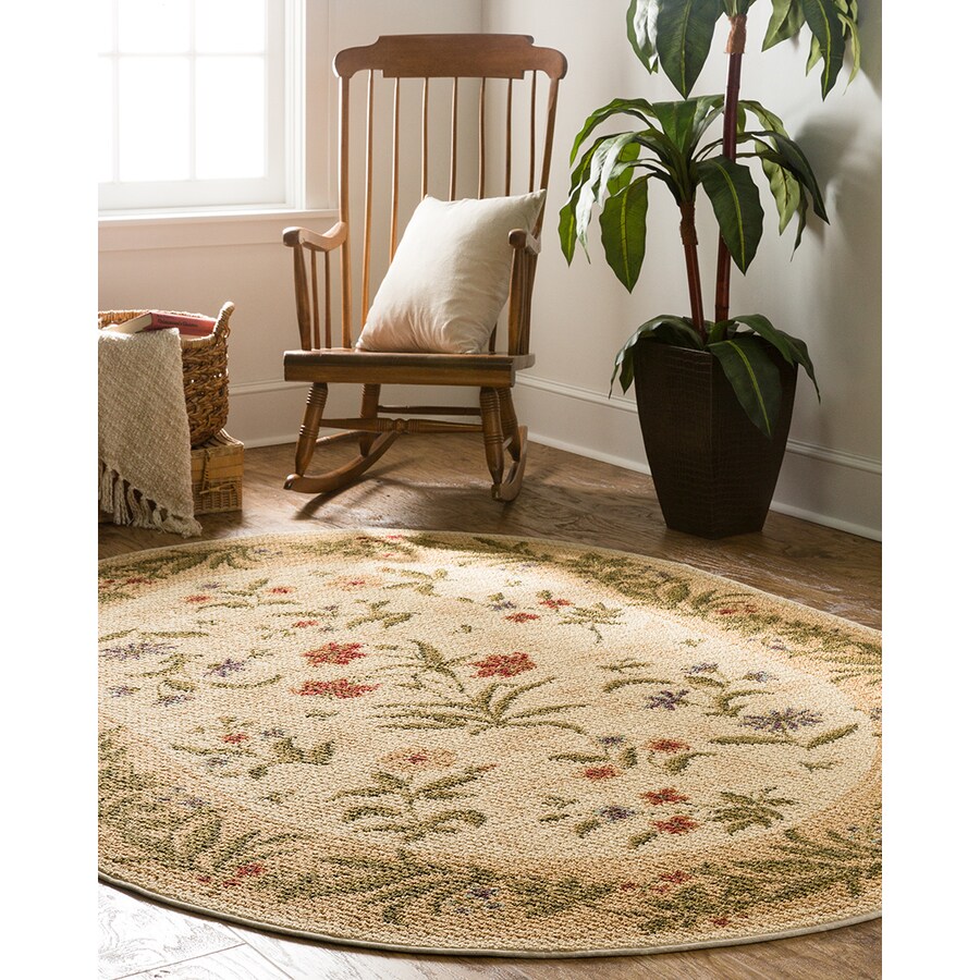 Mohawk Home Summer Flowers Beige 5 X 7 (ft) Beige Oval Area Rug in the Rugs  department at Lowes.com