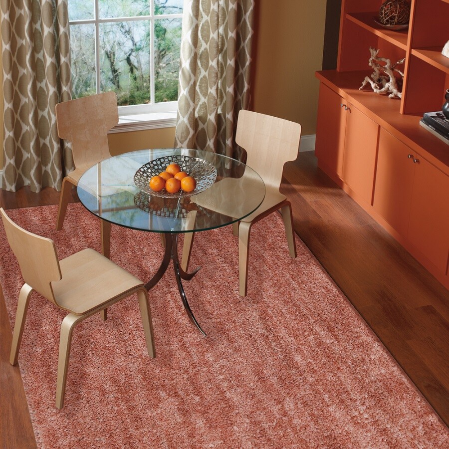 allen + roth Taney Coral Rectangular Indoor Shag Runner (Common: 2 x 8 ...