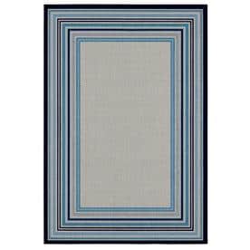 allen + roth Outdoor Collection Navy Indoor/Outdoor Coastal Area Rug (Common: 5 x 7; Actual: 7.5-ft W x 5.3-ft L)
