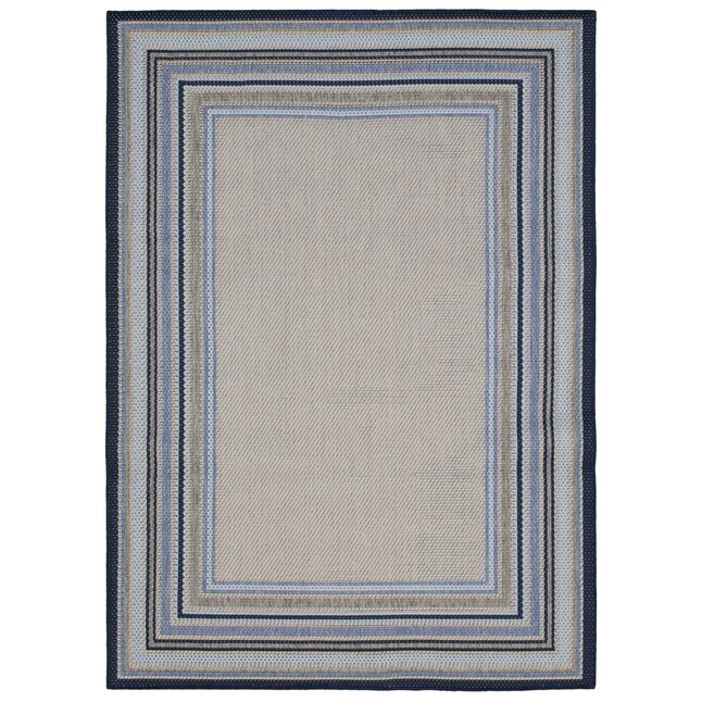 Allen Roth Outdoor Collection Blue Indoor Coastal Area Rug Common 8 X 10 Actual Ft W L In The Rugs Department At Lowes Com