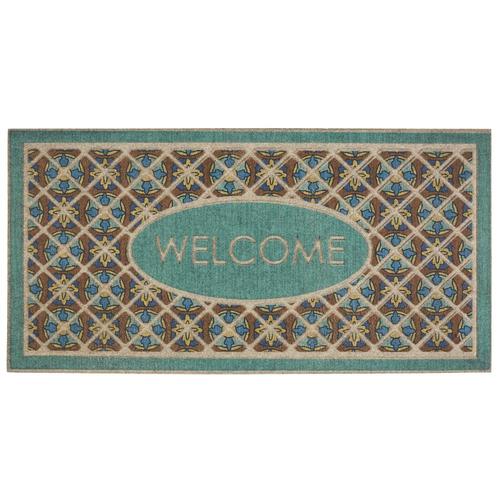 Mohawk Home Ornamental Entry Mat Blue Rectangular Outdoor Door Mat