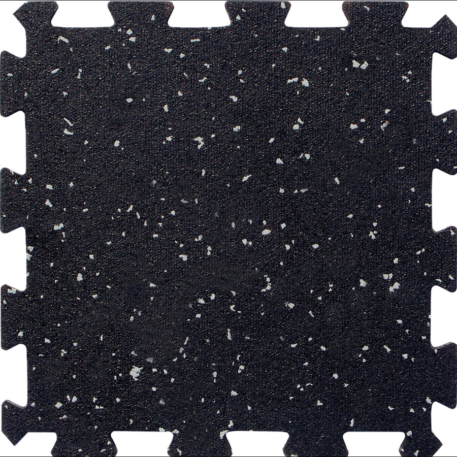 12 Pack 12 In X 12 In Black With Gray Specks Loose Lay Color Flecked Rubber Tile Multipurpose Flooring