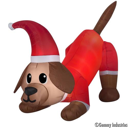 Gemmy 4.5ft Animatronic Lighted Dog Christmas Inflatable in the Christmas Inflatables