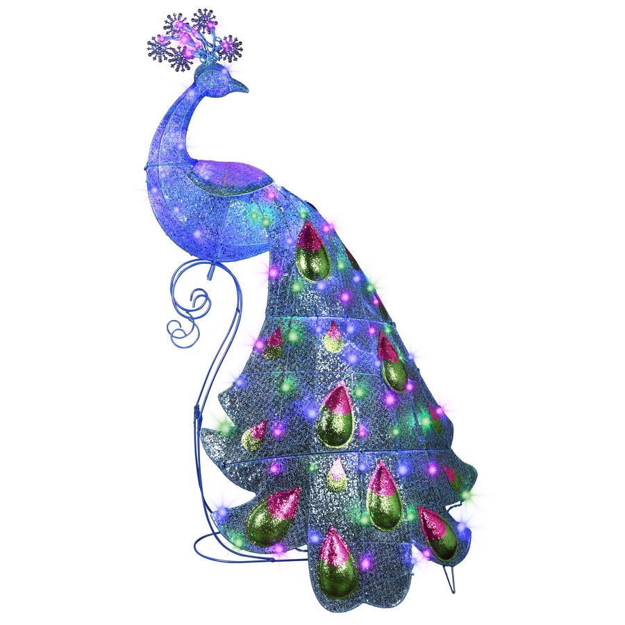 Shop Holiday Living Pre-Lit Peacock Sculpture with Multi-Function ...