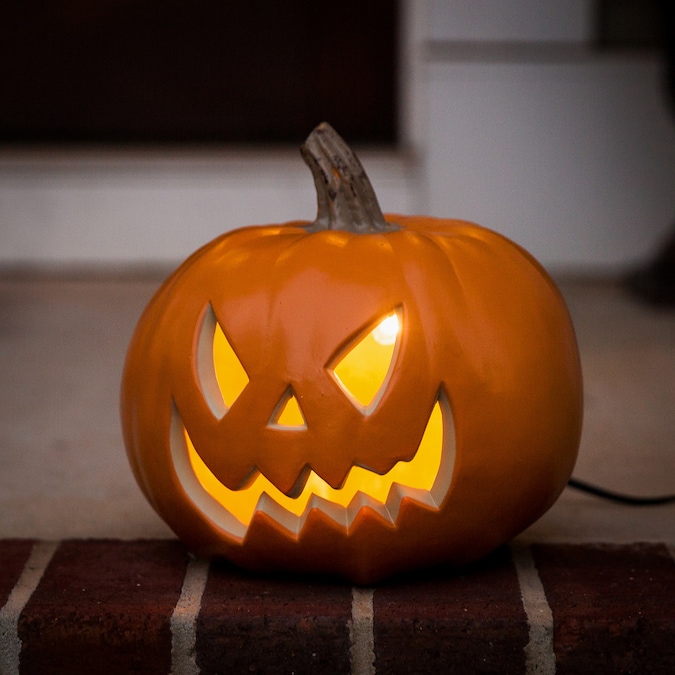 Holiday Living Pre-Lit Freestanding Jack-O-Lantern Sculpture with White ...