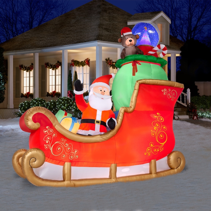 Holiday Living 14.99-ft Lighted Sleigh Christmas Inflatable in the ...