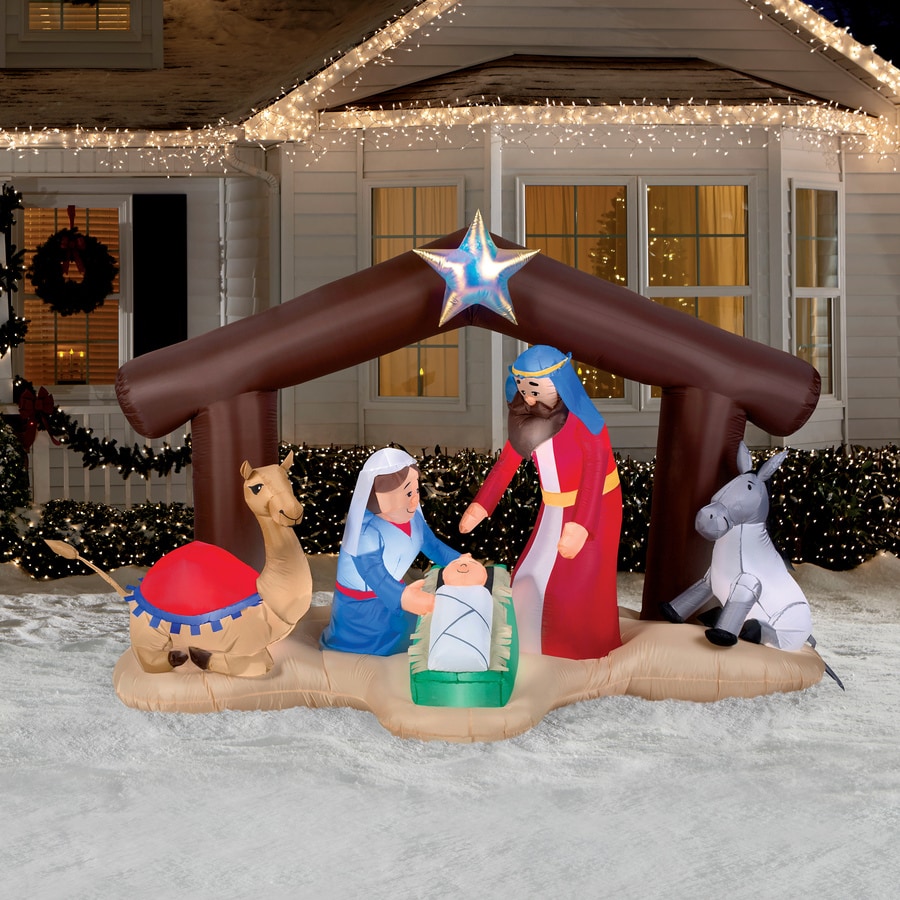 Gemmy 5.51-ft Lighted Nativity Christmas Inflatable in the Christmas ...