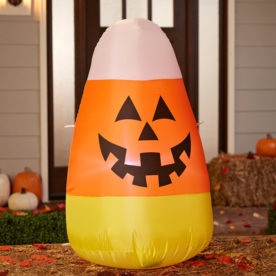 Gemmy 3.5-ft x 2.1-ft Lighted Candy Corn Halloween Inflatable in the ...