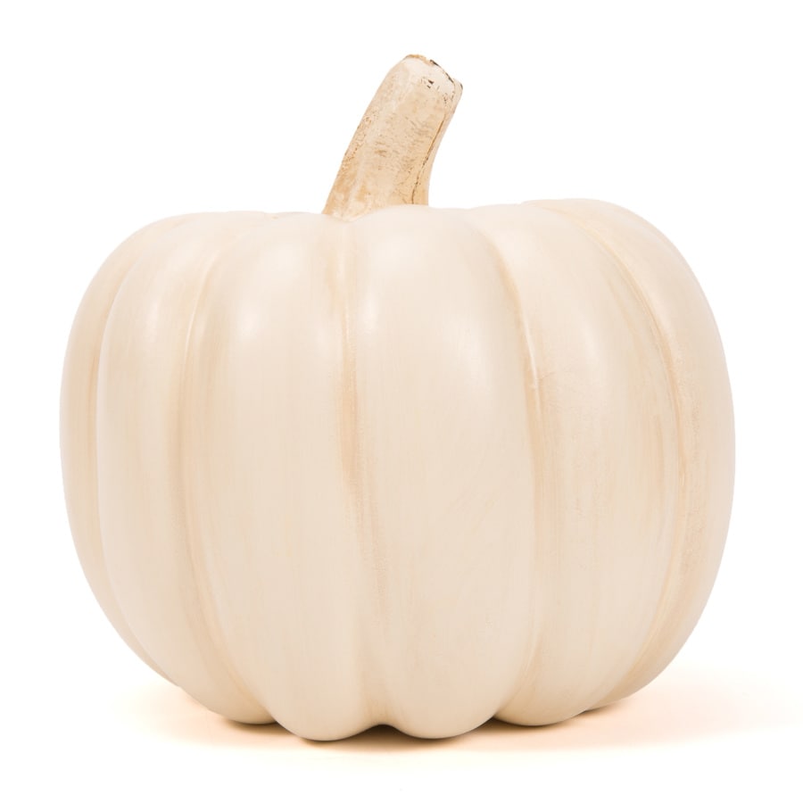 Shop HARVEST 9.055in H Painted Cream Polyurethene Craft Pumpkin at