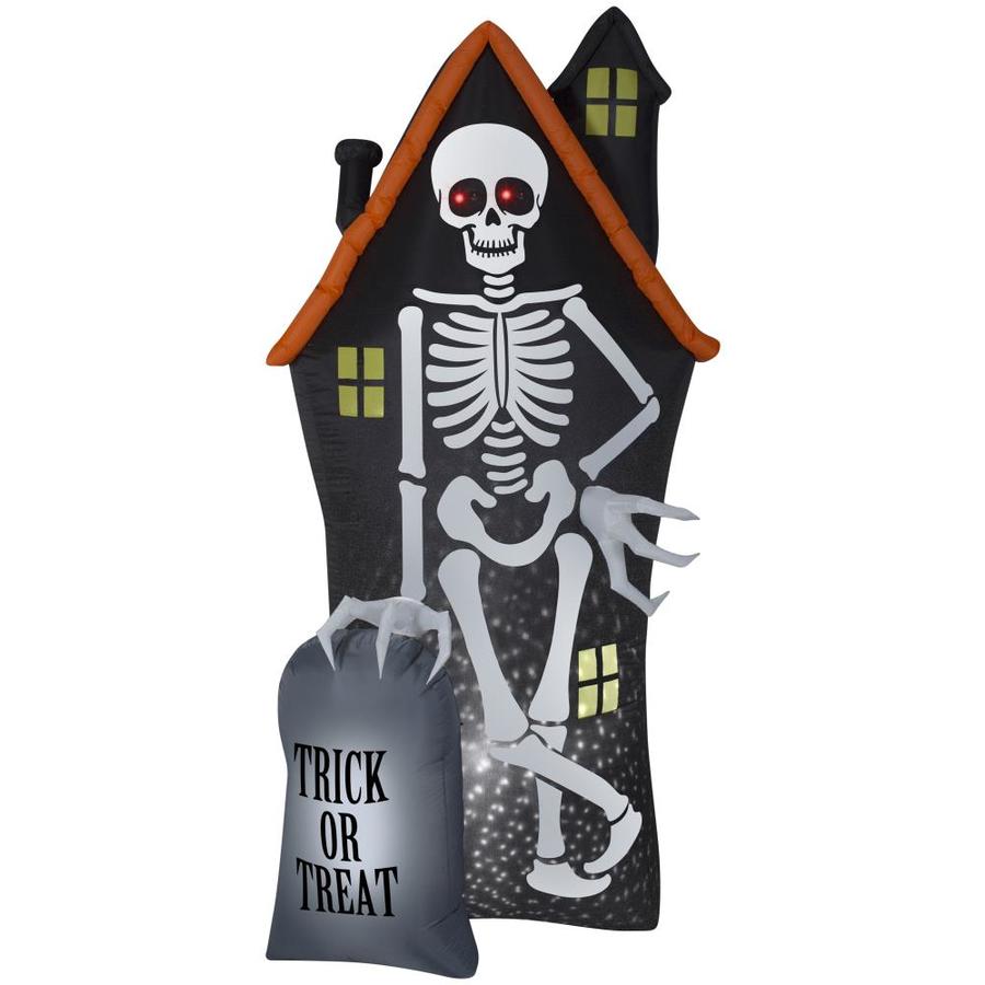 Gemmy 8ft x 4ft Lighted Skeleton Halloween Inflatable in the Outdoor