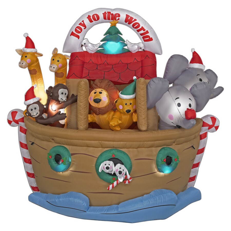 Gemmy 73/4' 5Light Animated Airblown Christmas Noah's Ark at