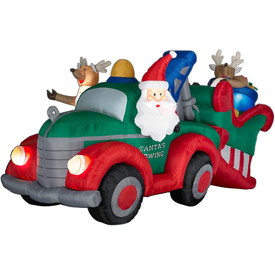 Shop Gemmy 4' Inflatable Santa Towing Sleigh at Lowes.com